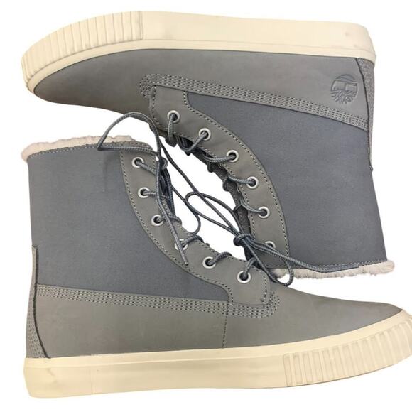 Timberland Women's Skyla Bay 6" Gray Faux Fur Fold Down Nubuck Boot US 8.5 - Picture 3 of 9